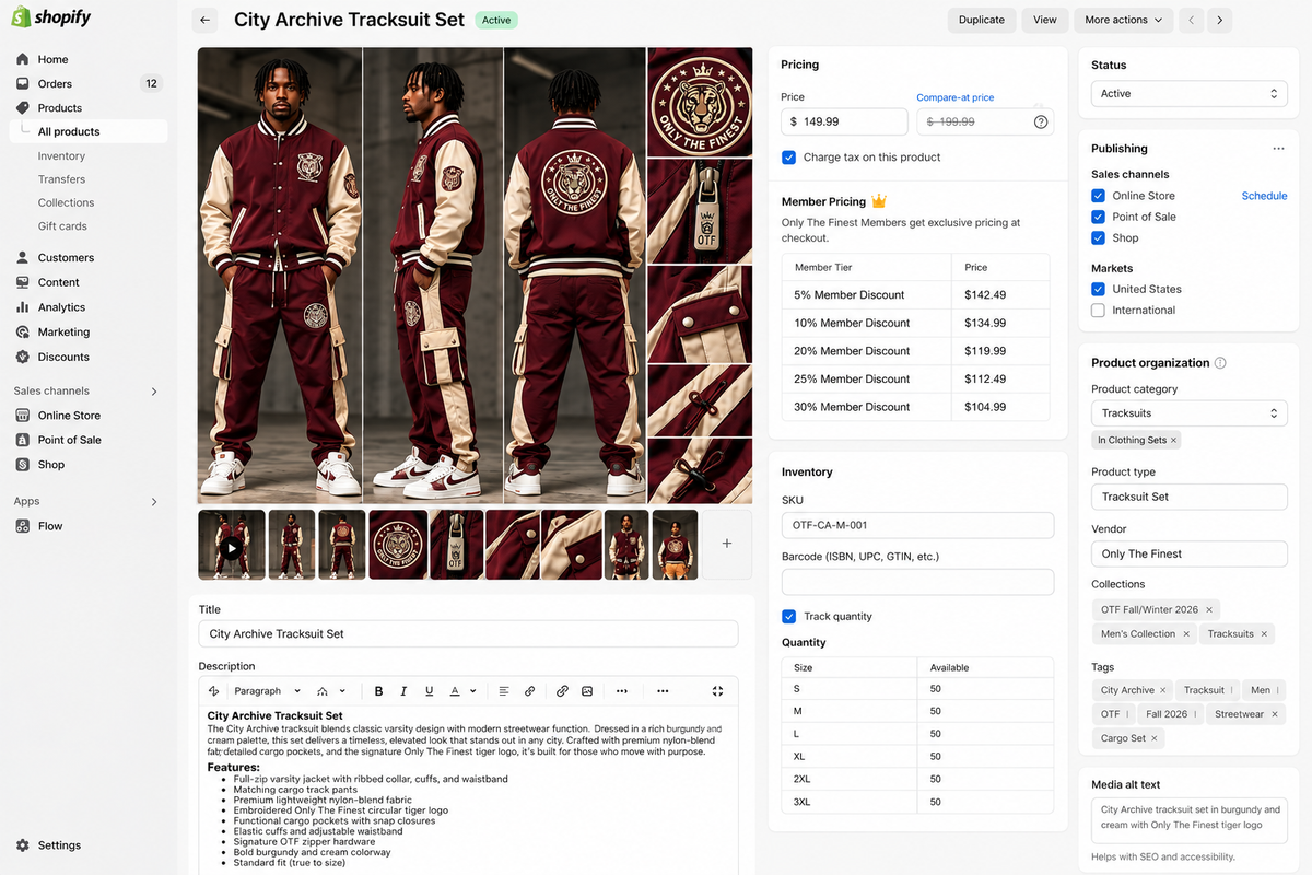 Only The Finest City Archive burgundy cream tracksuit set