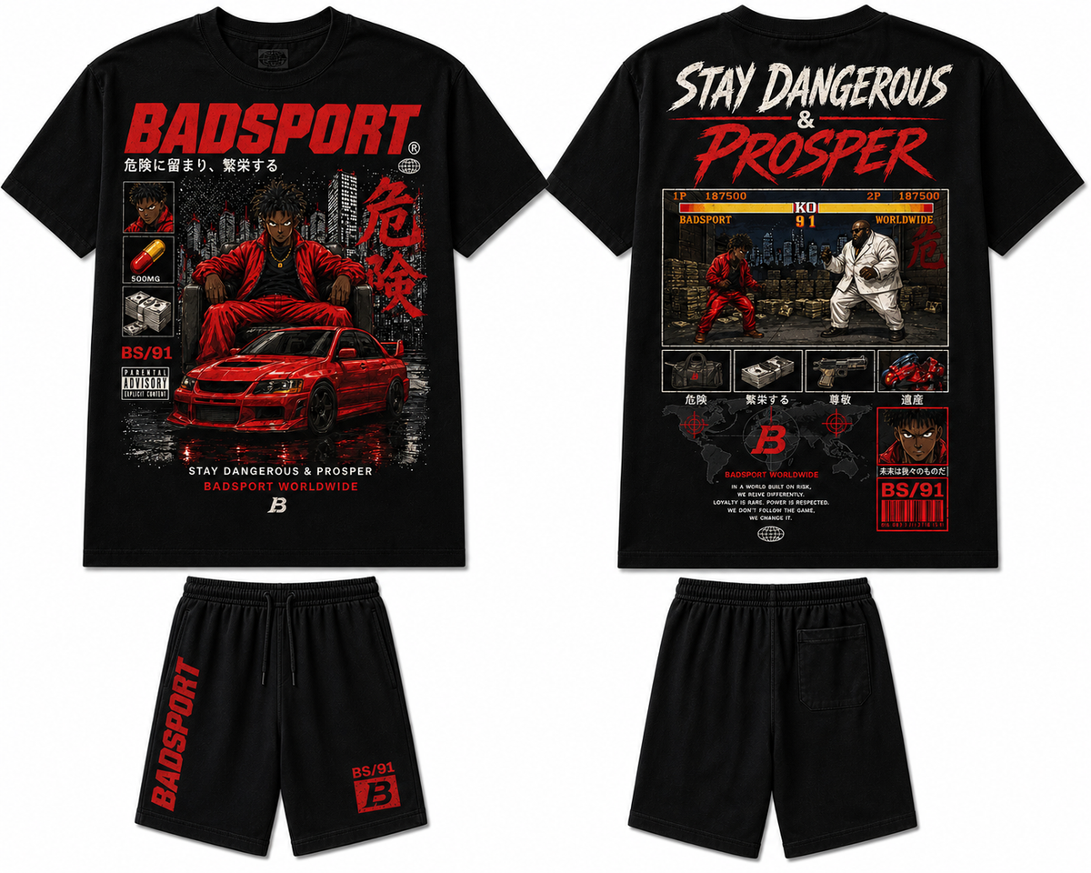 Bad Sport “Stay Dangerous” Set – Black / Red