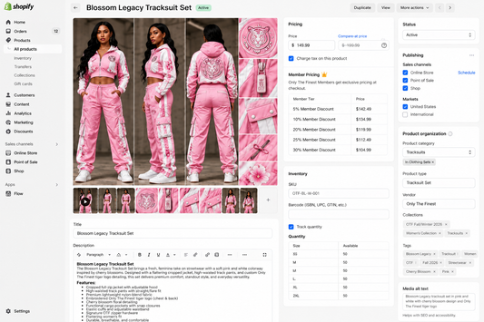 Only The Finest Blossom Legacy women's pink white tracksuit set