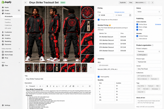 Only The Finest Onyx Strike black red tracksuit set