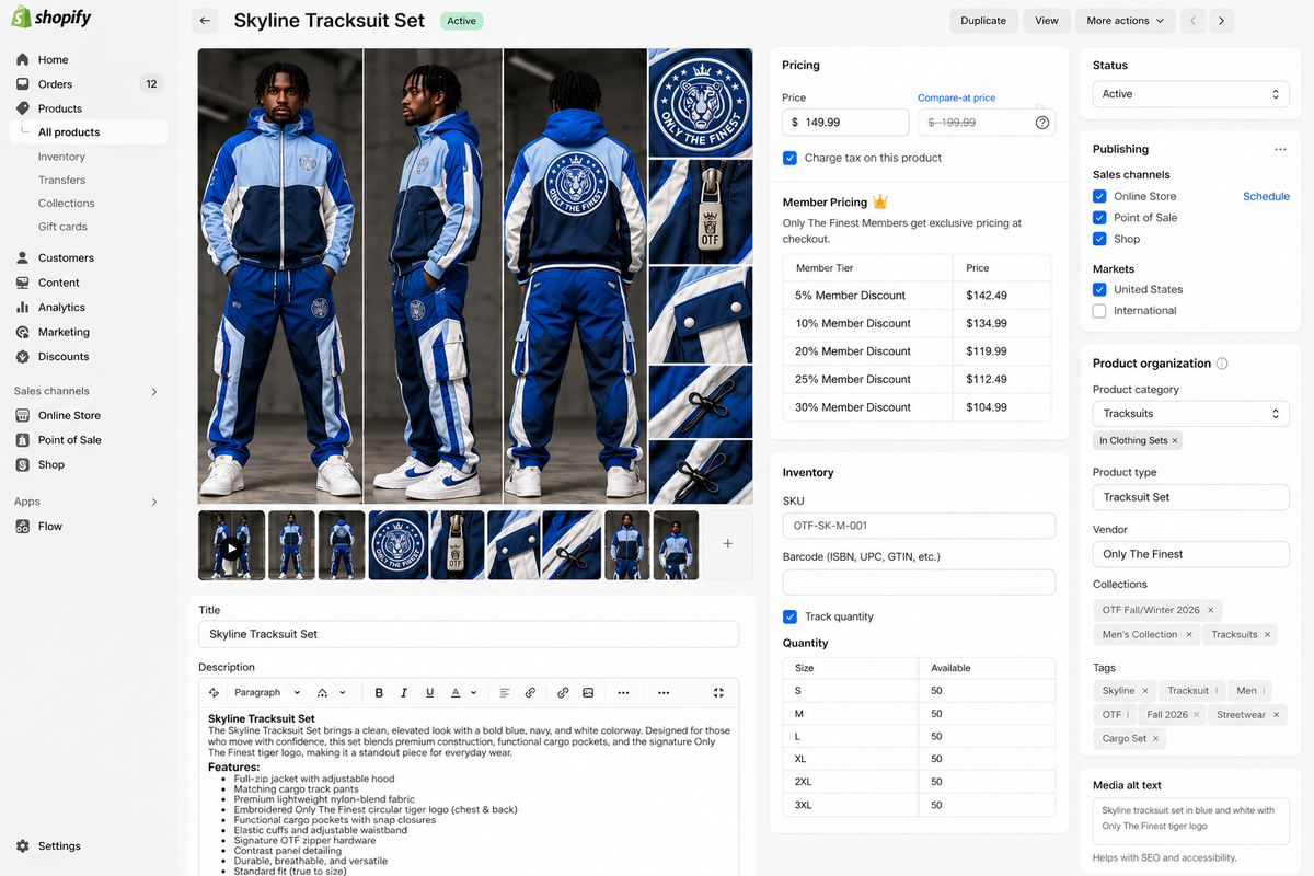 Only The Finest Skyline blue white tracksuit set